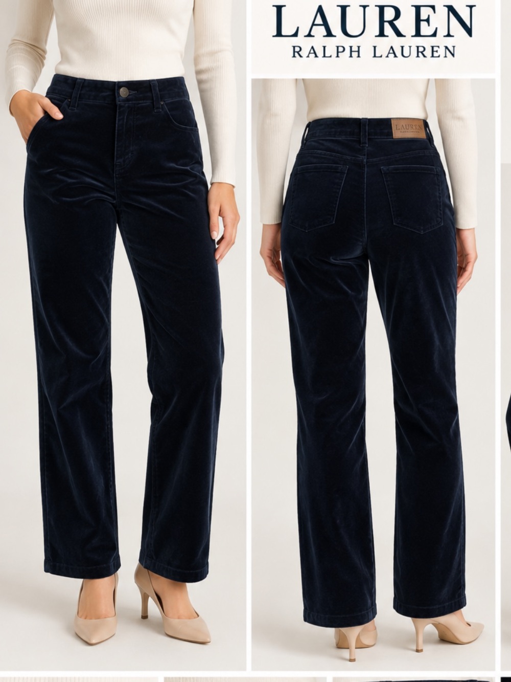 Lauren Ralph Lauren navy blue velvet pants size 12p